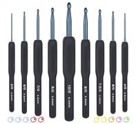 HERKINDNESS 9 Pièces Crochet Tricot, 2,0 mm-6,0 mm Kit Crochet, Poignée Noire, Kit Tricot, avec Clip Marqueur en Métal, Adapté aux Pulls, Chapeaux et Écharpes