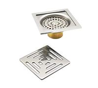 HERKINDNESS Drain de Douche Carré 100x100 mm, Siphon de Sol Anti-Odeur INOX