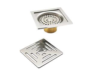 HERKINDNESS Drain de Douche Carré 100x100 mm, Siphon de Sol Anti-Odeur INOX | Bonde de douche carrée en acier inoxydable avec filtre passoire, évacuation efficace pour salle de bain et espaces humides