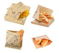 HERKINDNESS Lot de 100 feuilles de papier sulfurisé aspect journal - 15 x 15 cm - Papier kraft résistant à la graisse - 2 variantes de design - Pour sandwichs, chips ou hamburgers