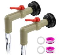 HERKINDNESS Lot de 2 robinets pour conteneur IBC, robinet de citerne d'eau de 1", avec valve de régulation pour citerne de pluie, diamètre de sortie 32 mm, adaptateur S60 x 6, filetage grossier, pour