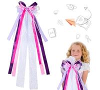 HERKINDNESS Nœud pour Sac D'écolier, 20 X 60 cm Noeud de Sac D'école Cornets de Sucre, Magnifique Nœud pour Sac D'écolier, Rose et Violet, pour L'école, Les Anniversaires, Les Mariages