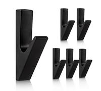 HERKINDNESS Patere Salle de Bain, 6 Pièces Noir Crochet Serviette Salle de Bain, Patère Salle de Bain de Alliage D'aluminium, pour Chambre Salon Cuisine, pour Des Espaces de 1,6 cm ou Plus