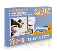 HERKKA Lot de 200 feuilles de plastification, peuvent contenir une feuille de 28 x 43,2 cm, pochettes de plastification thermique transparentes de 3 mm, 29,2 x 44,5 cm pour plastifieuse, coins