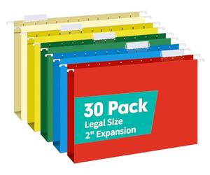 HERKKA Lot de 30 dossiers suspendus renforcés de taille légale avec extension robuste de 5,1 cm, conçus pour les dossiers volumineux, les graphiques médicaux, couleurs assorties