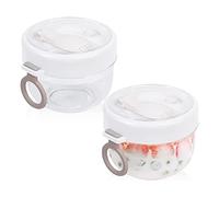 Herklotzn Overnight Oat Conteneurs avec Couvercle et Cuillères 2 Pièces, Pots de Yaourt en Plastique Portables 20Oz, Gobelets à Dessert Anti-Fuite Blanc