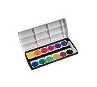 Herlitz Boîte de peinture 10116655 – 12 couleurs avec tube de blanc de fond inclus