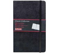 Herlitz 10789451 Bloc-Notes A6 Classic Collection 192 Pages Blanches Papier 80g/M Noir/Aspect Cuir Import Allemagne