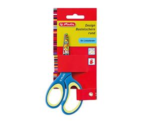 herlitz 10897163 Ciseaux de bricolage design pour gauchers, ronds, couleurs assorties (pas de choix de couleur possible), 1 pièce