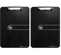 herlitz 11205663 Porte-Bloc A4 en PP avec mécanisme de serrage/œillet de suspension Noir (Lot de 2)