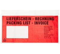 Herlitz 11292141 Pochettes pour bons de livraison format DIN long, autocollantes, rouge/transparent avec imprimé, lot de 1 000