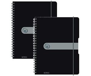 Herlitz 11293073 Lot de 2 cahiers à spirales de papier sans bois Noir Format A4