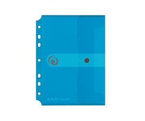 Herlitz 11293826 Pochette porte-documents A5 en plastique avec bouton pression Bleu transparent