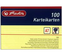 Herlitz Fiches 1150507 - Lot de 100 fiches A5 blanc et jaune, A7 / 800 cartes