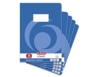 Herlitz 340257 Cahier A4, 32 feuilles, linéature 25, FSC Mix, Lot de 5