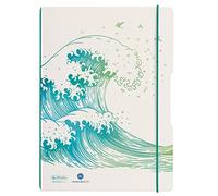 Herlitz 50033645 Cahier de notes Flex A4 2 x 40 pages lignées et quadrillées Motif vague GREENline