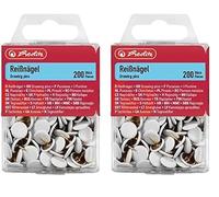 Herlitz 8770158 Punaises Rondes métal entouré de Plastique 200 pièces boîte à accroche Blanc, Taille Unique (Lot de 2)