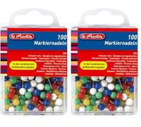 Herlitz 8770356 Épingles de signalisation avec tête 17 x 6 mm, boîte de 100 (Lot de 2)