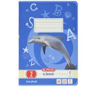 Herlitz A5 Exercise Book 2 Lines, Wood-Free Paper 80 g/m²; 32 Sheets White A5, 2