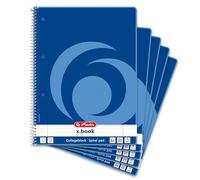 Herlitz Bloc 306423 College Format A4 80 feuilles marge à droite et à gauche, Lot de 5 Ligné