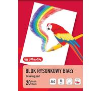 Herlitz® Bloc de dessin | Format Feuille A4 | 20 Cartes | Papier blanc pour dessiner, peinture au crayon, croquis au crayon, découpe, pliage Origami | Grammage 80 g/m² Blanc Neige Pratique