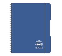 Herlitz® Brulion Spirale A5 80 feuilles à carreaux | Cahier Scolaire | Carnet de notes d'études | Cahier d'écriture pour élève | Cahier d'apprentissage de la calligraphie | ECO PP COLORS Bleu marine