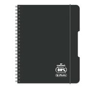 Herlitz® Brulion Spirale B5 80 feuilles à carreaux | Cahier Scolaire | Carnet de notes d'études | Cahier d'écriture pour élève | Cahier d'apprentissage de la calligraphie | ECO PP COLORS noir