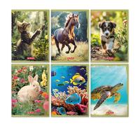 Herlitz® Cahier d'école A5 32 feuilles larges 70g | Carnet de notes d'études | Cahier d'écriture pour élèves | Apprentissage de la calligraphie | Motif au choix | Animals mix 6 couvertures