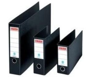 Herlitz - classeurs n80, largeur de dos 75 mm, format oblong noir, carton, avec étiquette collée au dos, trou de préhension, av Noir G