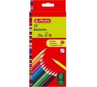 herlitz Crayons de couleur triangulaires, étui carton de 12 Bleu G