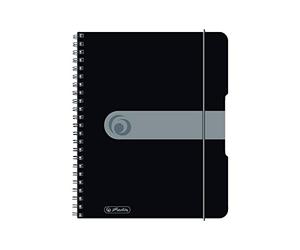 Herlitz Draulion sur spirale A5, Easy Orga, 80 feuilles, grille, noir, 1 unité