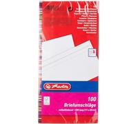 Herlitz - Enveloppes DIN-L autocollantes sans fenêtre, 100 unités avec fermeture par bande adhésive