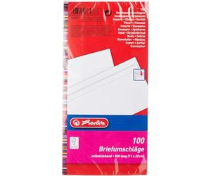 Herlitz - Enveloppes DIN-L autocollantes sans fenêtre, 100 unités avec fermeture par bande adhésive