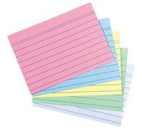 Fiches bristol, A7, ligné, assorti