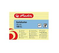 Herlitz Lot de 100 Fiches bristol A7 ligné Jaune