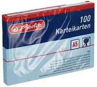 Herlitz Lot de 100 fiches bristol Format A4/A5/A6/A7/A8 A5 blanc A5 blanko bleu