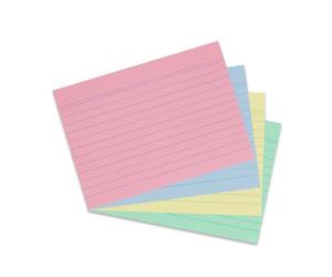 Herlitz Lot de 200 Fiches bristol, format A6, lignées, couleurs assorties | Rose, bleu, jaune et vert, pour l'école, l'étude et le bureau