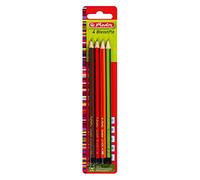 HERLITZ Lot de 4 crayons papier, hexagonal, assorti dureté H, HB, B et 2B