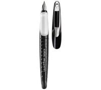 Herlitz My.Pen M - Stylo plume éducatif rechargeable, pointe moyenne, encre noire - Noir/Blanc