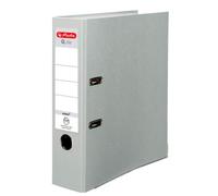 Herlitz® Q.file Classeur A4 | Dos 8cm | Etiquette recto-verso | Mécanisme à 2 anneaux avec barre de pression | Film PP Revêtu Ferrures robustes | Cendre