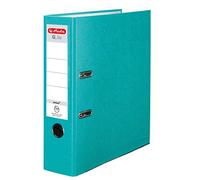 Herlitz® Q.File Classeur de documents A4 | Dos 8cm | Étiquette bilatérale remplaçable | Mécanisme de sonnerie à 2 anneaux avec barre de pression | Raccords enduits de PP durables | Turquoise