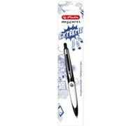 Herlitz Stylo à bille rétractable my.pen Noir/Blanc – Avec clip – 1 pièce