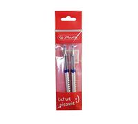 herlitz® Stylo d'écriture 2pcs en bleu Dessin Calligraphie | Séchage rapide Durable Solide | Pour L'école de Travail Bureau Pour Collège | Écriture confortable et lisse | Shiny