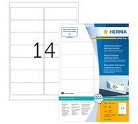 HERMA 10310 étiquettes autocollantes amovibles, 14 étiquettes par feuille A4, 1400 feuilles, 99,1 x 38,1 mm, 19 600 étiquettes vierges multi-usages, étiquettes autocollantes pour imprimante laser et