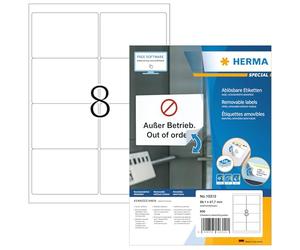 HERMA 10312 Lot de 14 étiquettes d'adresses DIN A4 amovibles (99,1 x 67,7 mm, 1400 feuilles, mates) étiquettes d'adresse autocollantes imprimables amovibles Blanc 11 200 étiquettes adhésives