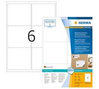 HERMA 10317 Étiquettes autocollantes amovibles, 6 étiquettes par feuille A4, 1400 feuilles, 99,1 x 93,1 mm, 8 400 étiquettes vierges multi-usages, étiquettes autocollantes pour imprimante laser et jet
