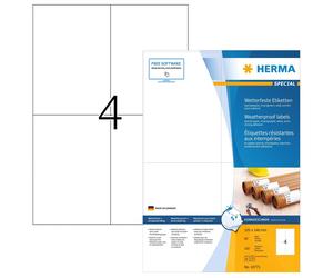 HERMA 10773 Weatherproof Labels Made of Special Paper DIN A4 (105 x 148 mm, 80 S