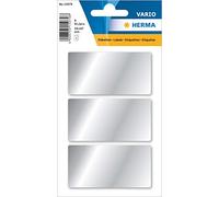 HERMA 15079 Lot de 3 feuilles d'étiquettes polyvalentes argentées 67 x 34 mm, 3 pièces par feuille, 9 autocollants, étiquettes ménagères à écrire, brillantes et vierges en papier