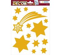 HERMA 15109 Lot de 14 autocollants pour fenêtre de Noël - Étoiles filantes dorées - Autocollants de fenêtre d'hiver amovibles - Pour chambre d'enfant - Décoration de Noël