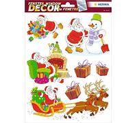 HERMA 15113 Lot de 7 autocollants pour fenêtre de Noël, Père Noël joyeux (film, mat) - Décoration de fenêtre amovible avec motifs pour enfants, filles et garçons - Multicolore